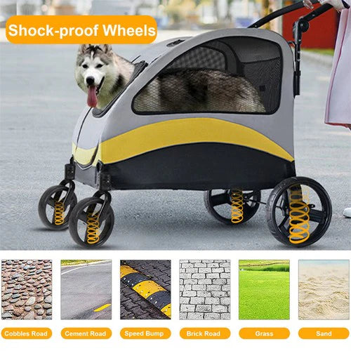 XX-Large Dog Stroller 65kg Capacity | Foldable Pet Jogger Carrier