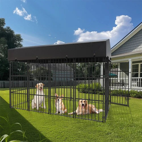 Upgraded Thicken Pet Dog Kennel Heavy Duty Metal Dog Cage House w/ Feeding Door