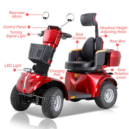 Foldable Electric Mobility Scooter — 1000W 60V, 220kg Capacity-DJD2D