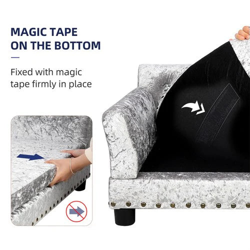 Deluxe Velvet Dog Sofa Bed 96cm | Memory Foam Pet Couch Large