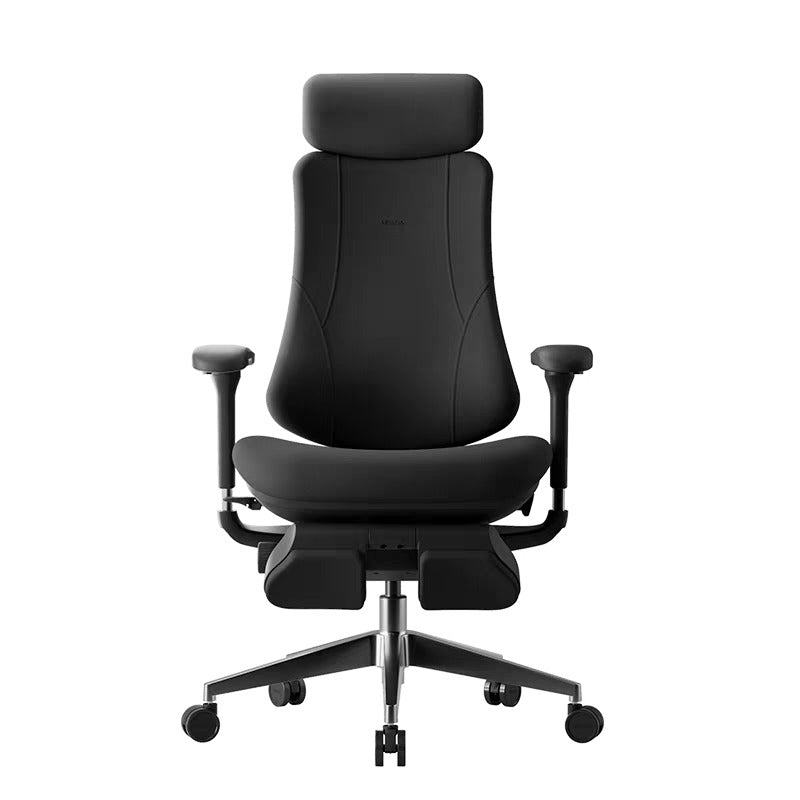 Hbada T8 Max ergonomic office chair in black, front view with footrest retracted