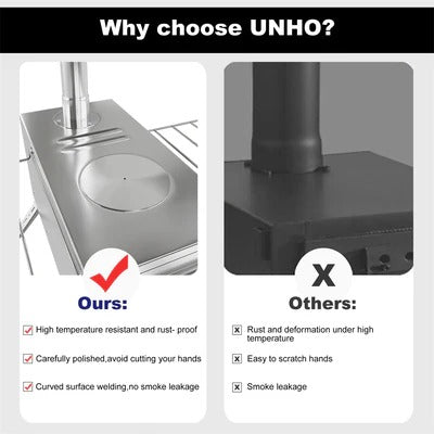 Portable 7-Pipe Stainless Steel Wood Burning Stove for Camping & Outdoor