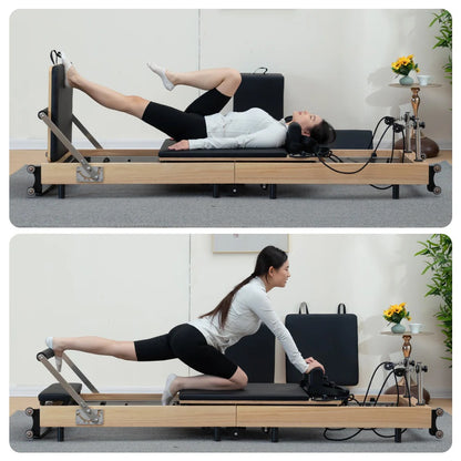 Foldable Oak Wood Pilates Reformer - Home Studio Edition