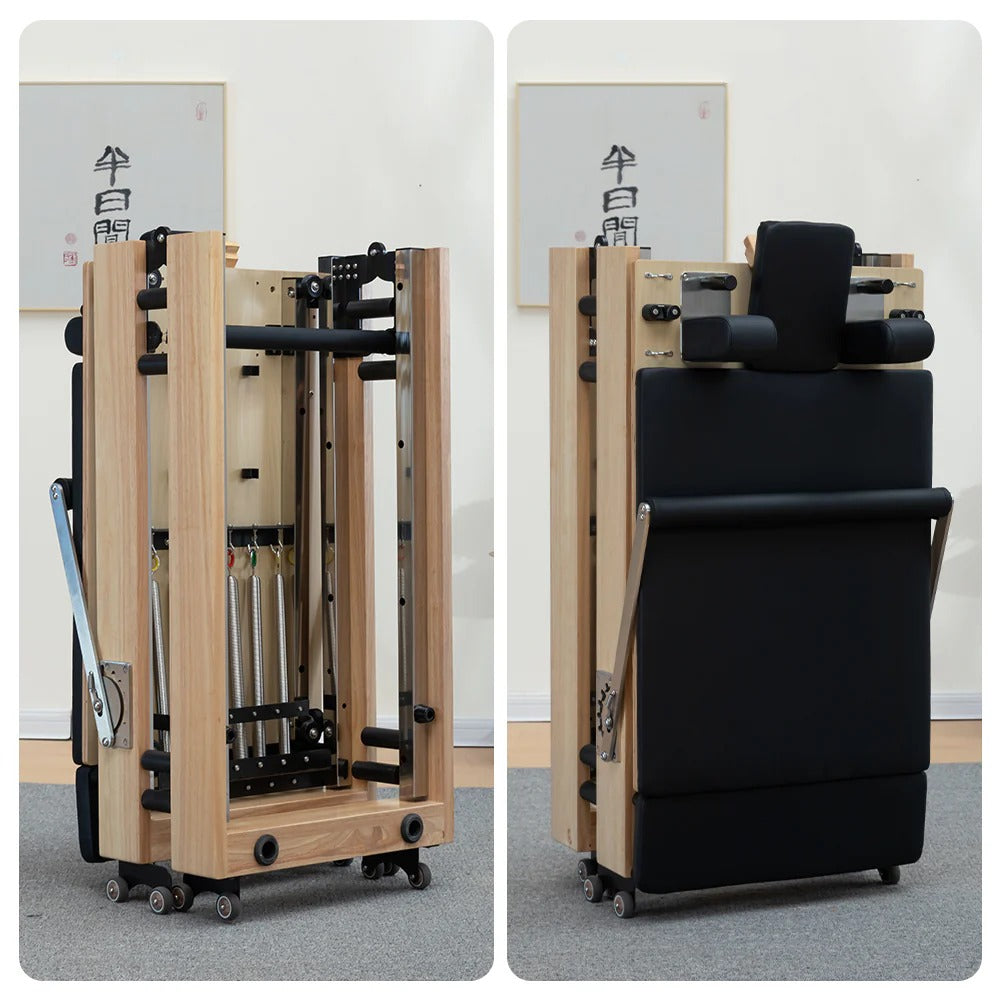 Foldable Oak Wood Pilates Reformer - Home Studio Edition