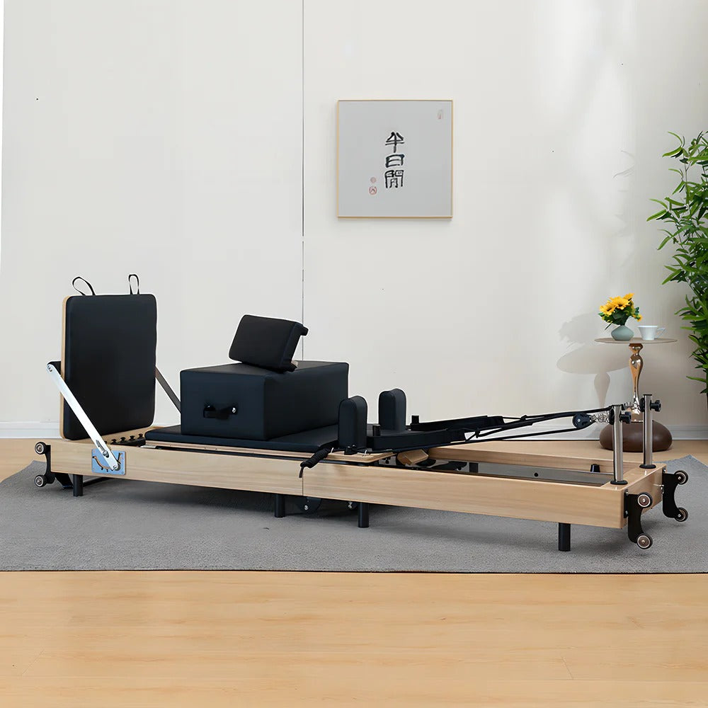 Foldable Oak Wood Pilates Reformer - Home Studio Edition