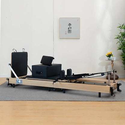 Foldable Oak Wood Pilates Reformer - Home Studio Edition