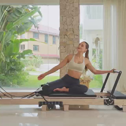 Foldable Oak Wood Pilates Reformer - Home Studio Edition