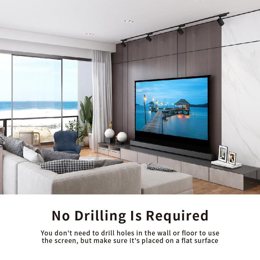 Premium Electric Floor Mounted Projector Screen 72–100” 16:9 | Motorized Home Theater & Office Display